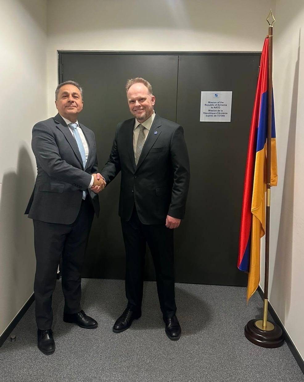 Ambassador Arman Israelian welcomed Ambassador Kevin Hamilton, NATO Deputy Assistant Secretary General for Partnerships and Special Representative for the Caucasus and Central Asia at the Mission of Armenia